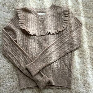 DOEN Althea ruffle Sweater in Heathered Oatmeal